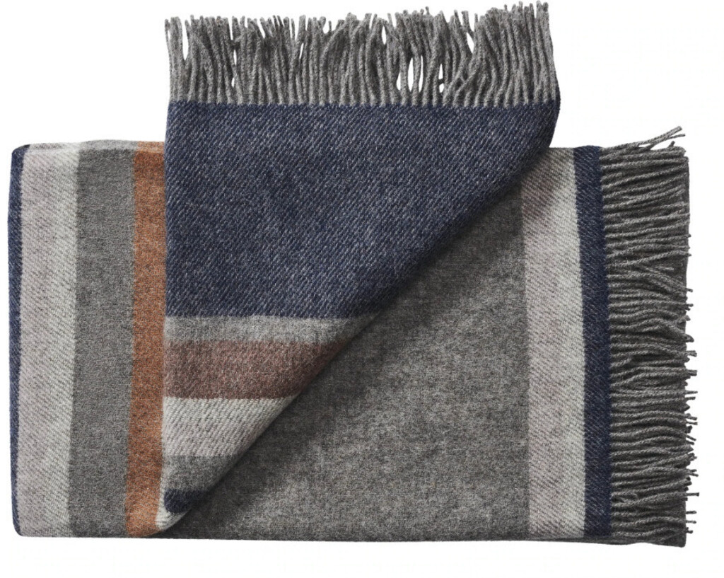 Silkeborg Uldspinderi Lyø Plaid 140x240 cm Grey Navy Plaider