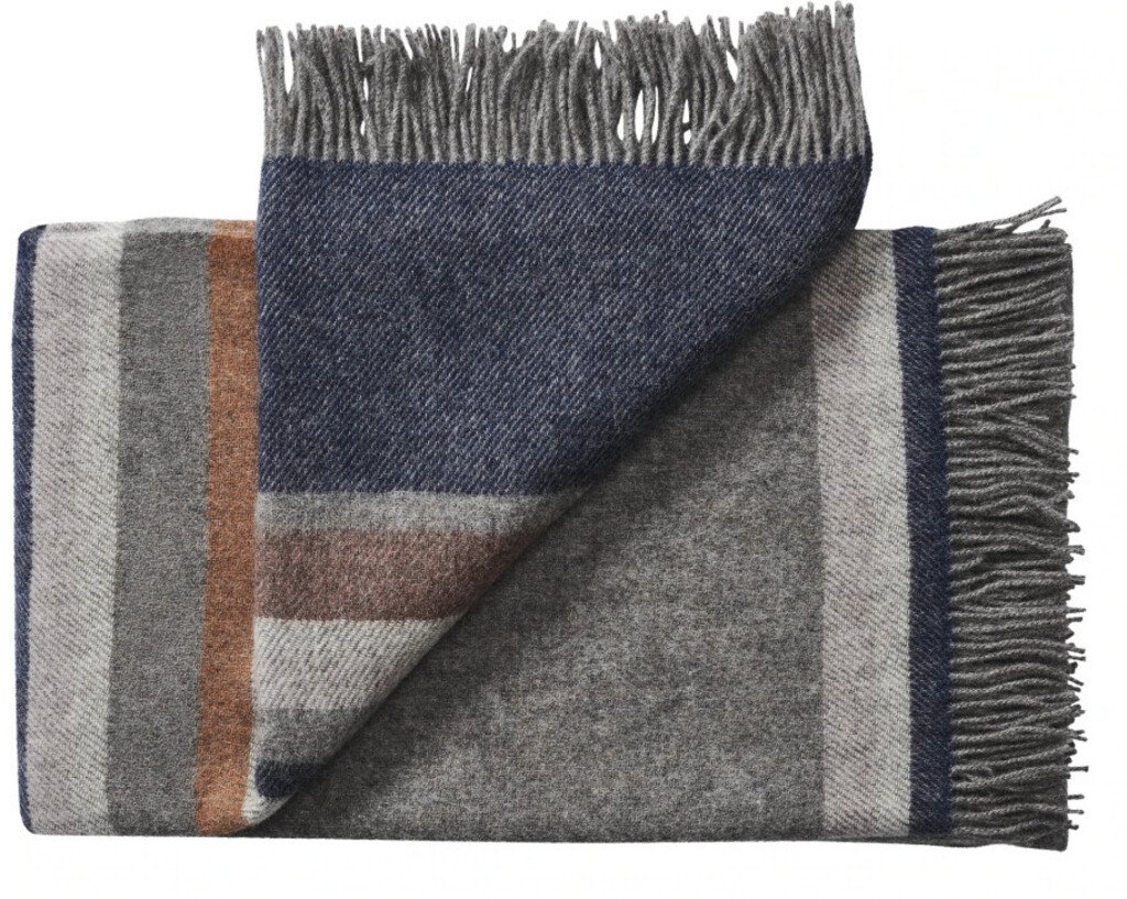 Silkeborg Uldspinderi Lyø Plaid 140x240 cm Grey Navy Plaider Hjem dk