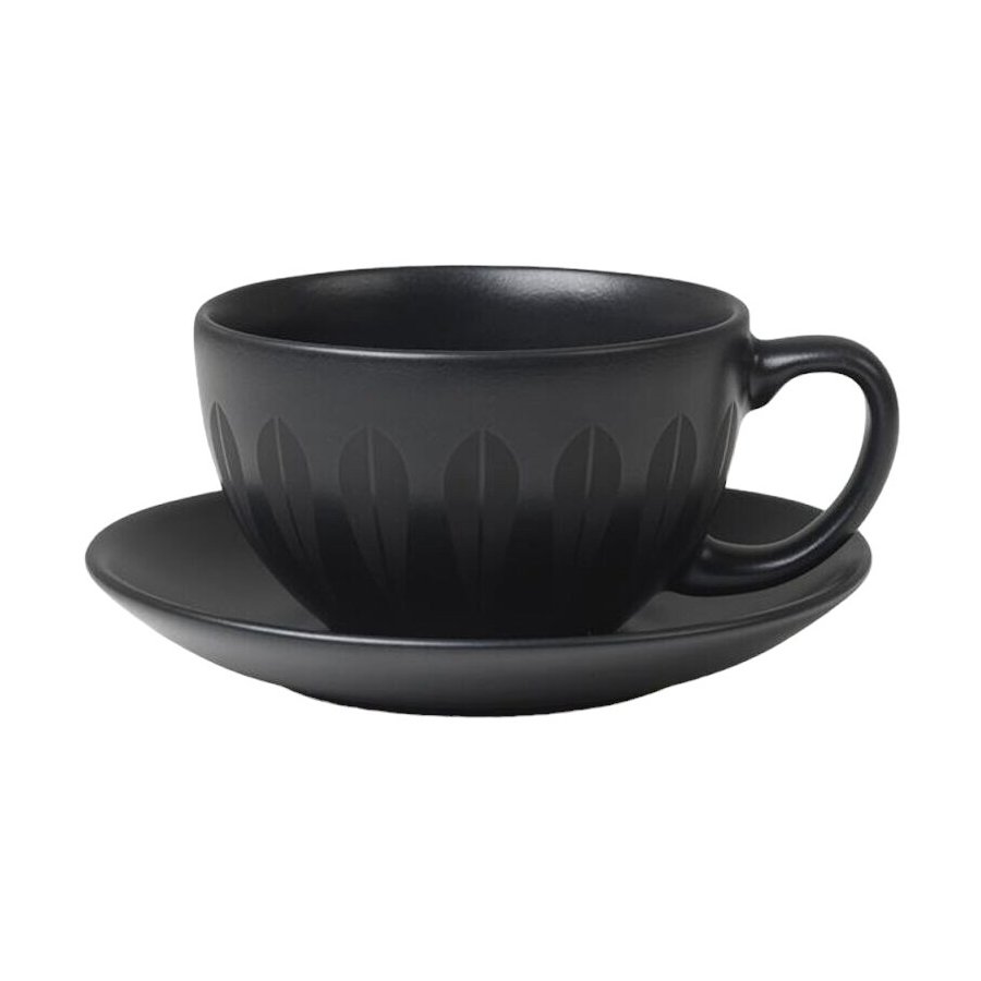 Lucie Kaas Lotus Teetasse m. Untertasse, 0,22 L, Schwarz