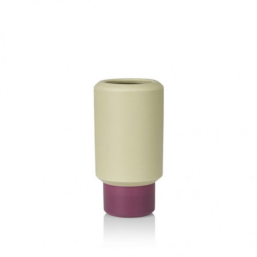 Lucie Kaas Fumario Vase H 16,5, Pistache/blomme
