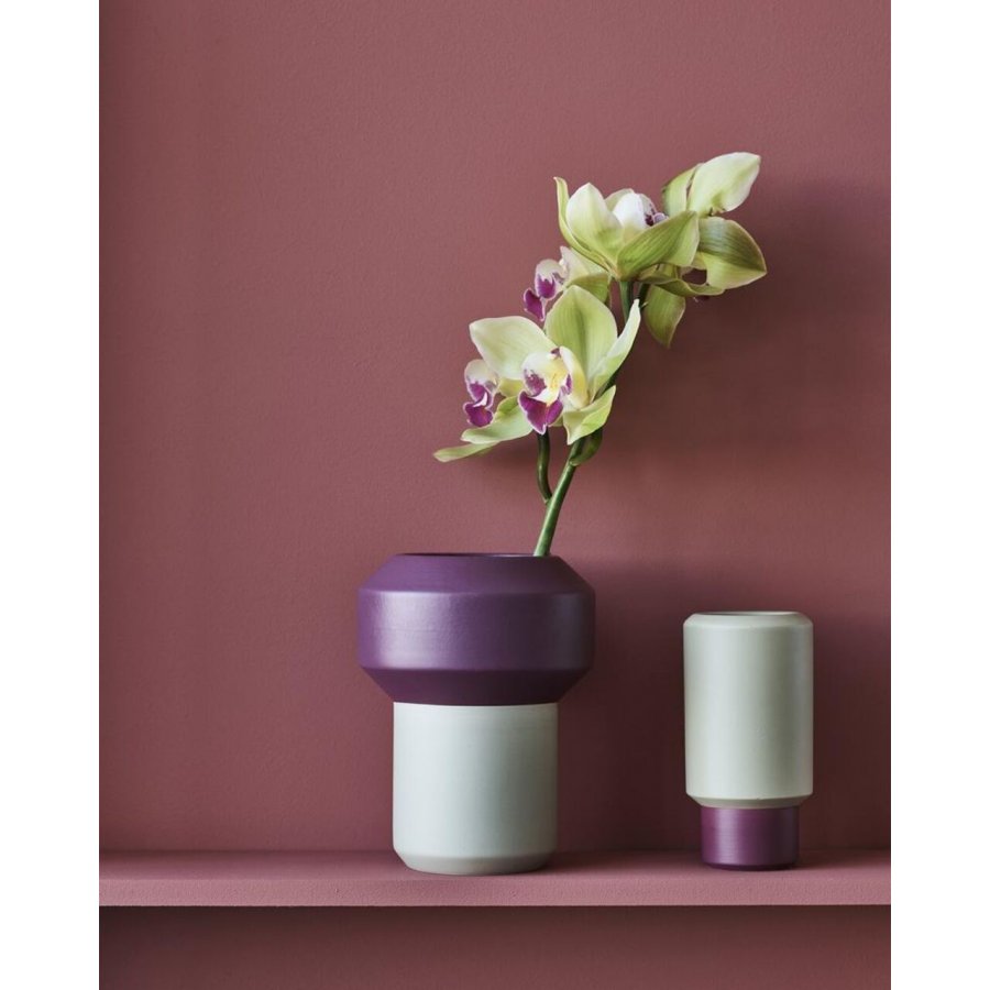 Lucie Kaas Fumario Vase H 16,5, Pistache/blomme
