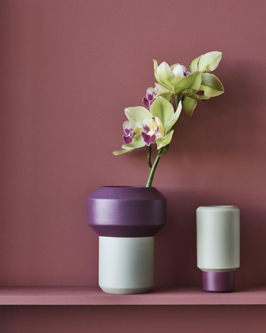 Lucie Kaas Fumario Vase H 16,5, Pistache/blomme