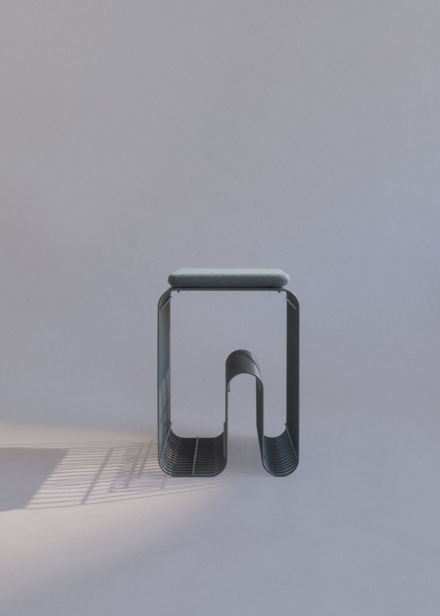 AYTM CURVA Hocker H43 cm, Dusty Blue