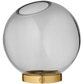 AYTM Globus Vase mit Fu H17 cm, Schwarz/Gold