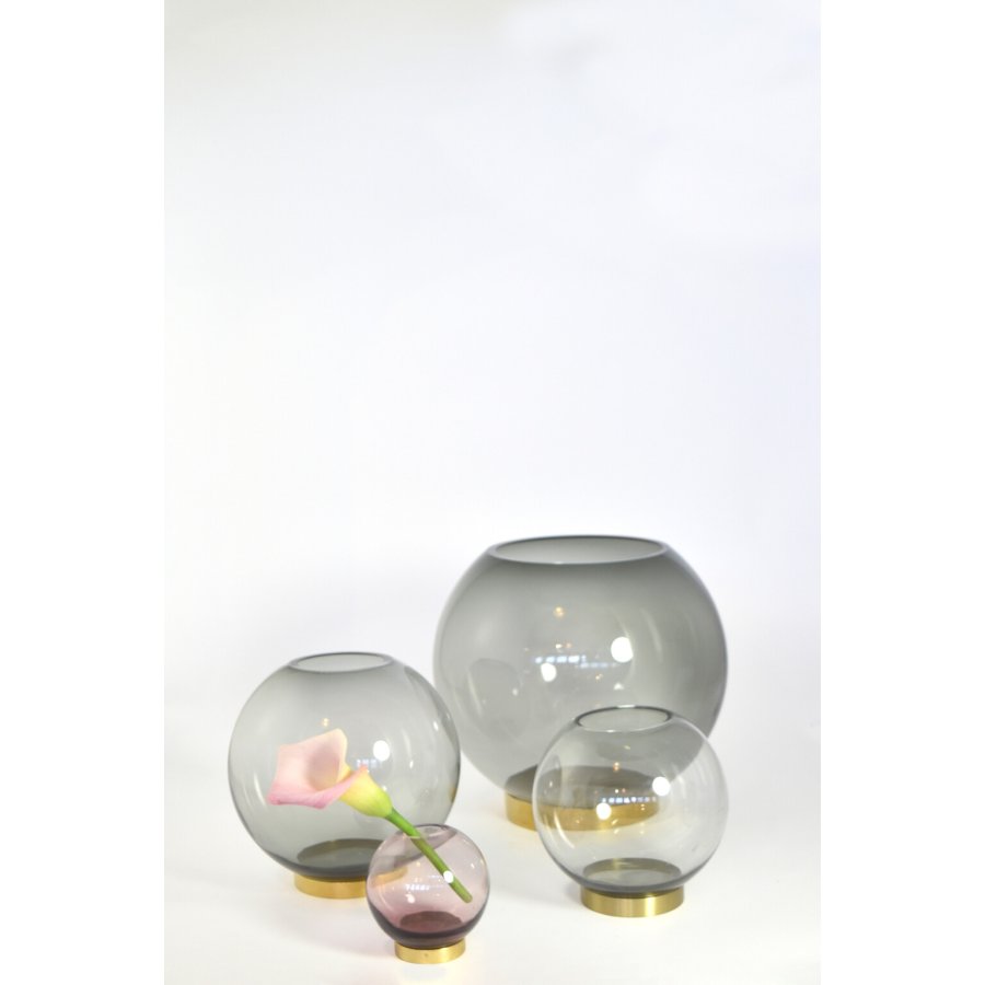 AYTM Globe Vase mit Fu H10 cm, Rosa/Gold