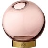 AYTM Globe Vase mit Fu H10 cm, Rosa/Gold