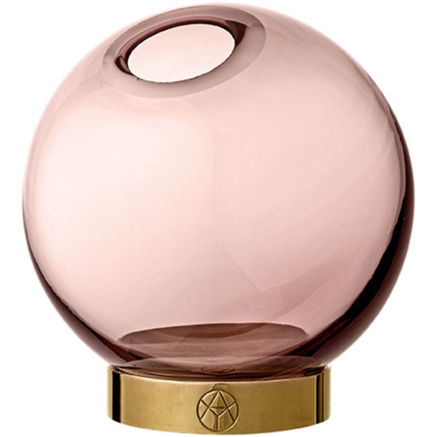 AYTM Globe Vase mit Fu H10 cm, Rosa/Gold