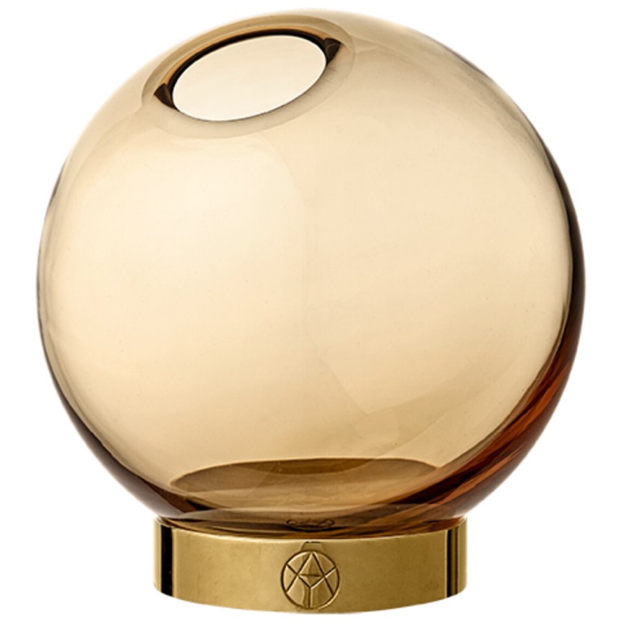 AYTM Globe Vase mit Fu H10 cm, Amber/Gold