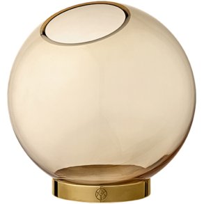 AYTM Globus Vase mit Fu H21 cm, Bernstein/Gold