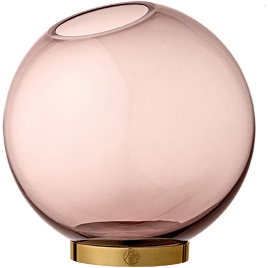 AYTM GLOBE Vase m. Fod H17 cm, Rosa/Guld