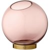 AYTM Globus Vase mit Fu H21 cm, Rosa/Gold