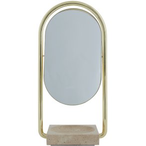 AYTM ANGUI Bordspejl H35 cm, Guld/Travertine