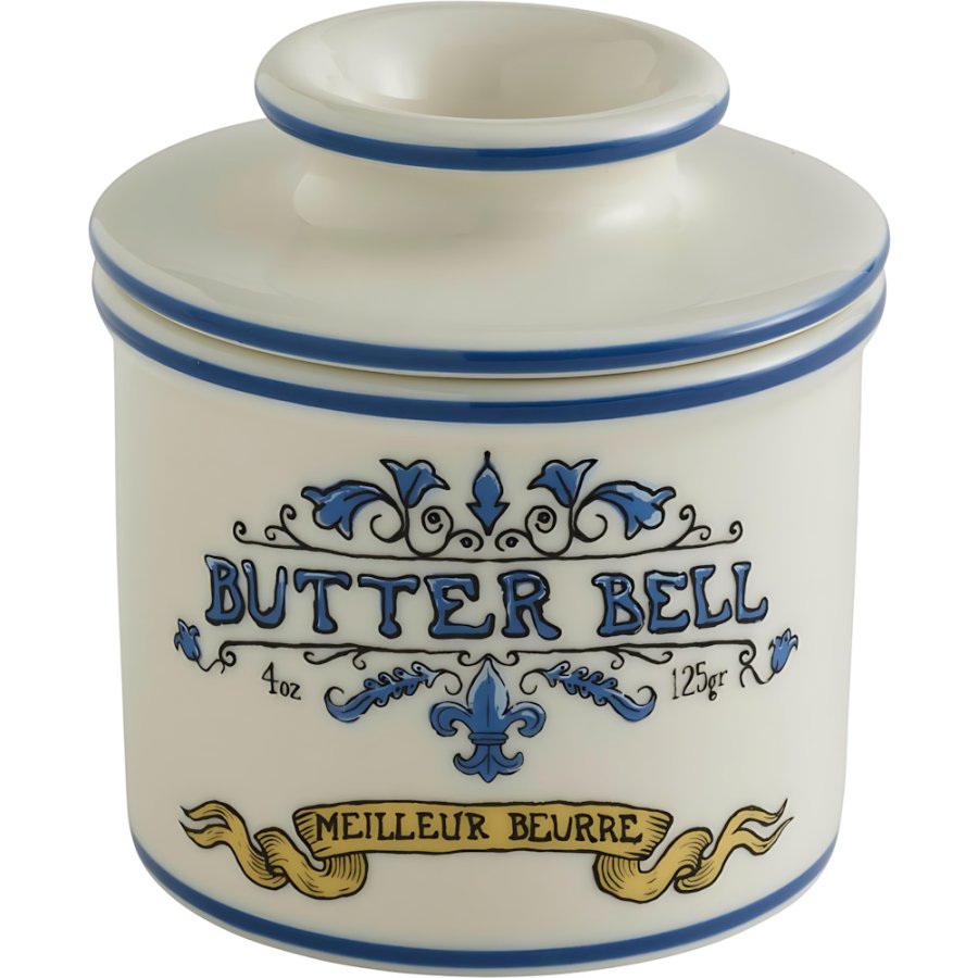 Butter Bell Art Nouveau Sm�rklokke H10,7 cm, Hvid/Bl�