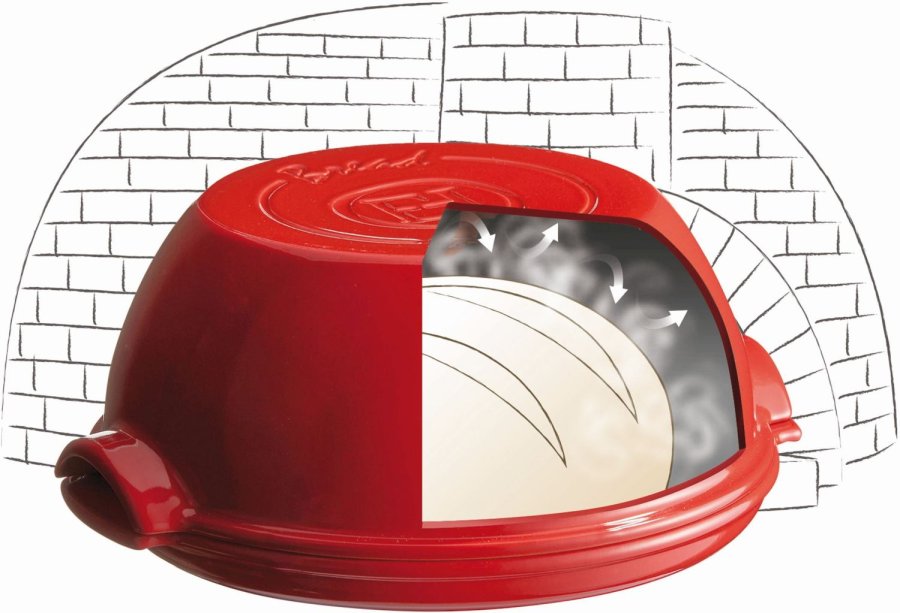 Emile Henry Br�dform 29,5x32,5 cm, R�d