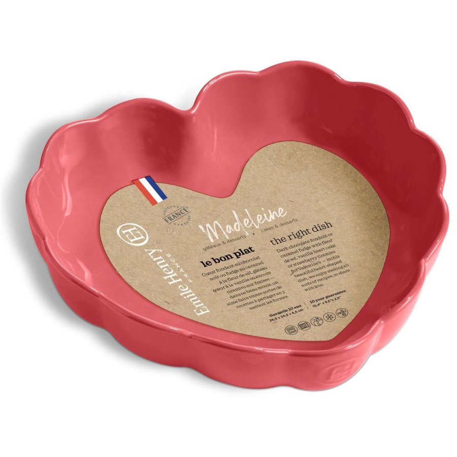 Emile Henry Madeleine Bageform Hjerteformet 24,5x26,5 cm, Bubblegum
