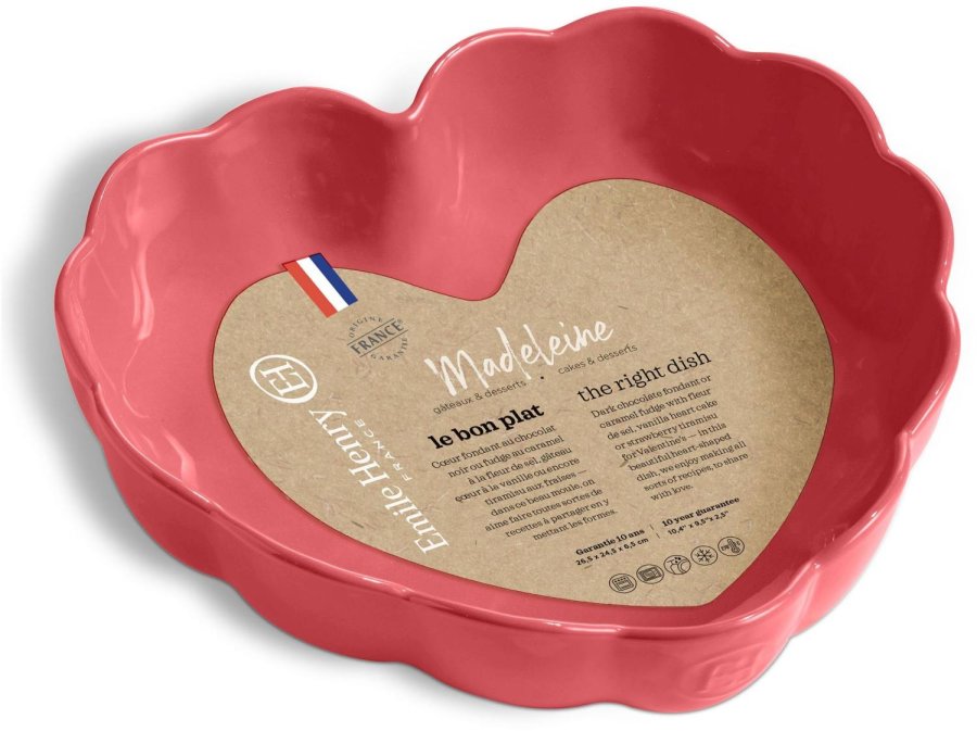 Emile Henry Madeleine Bageform Hjerteformet 24,5x26,5 cm, Bubblegum