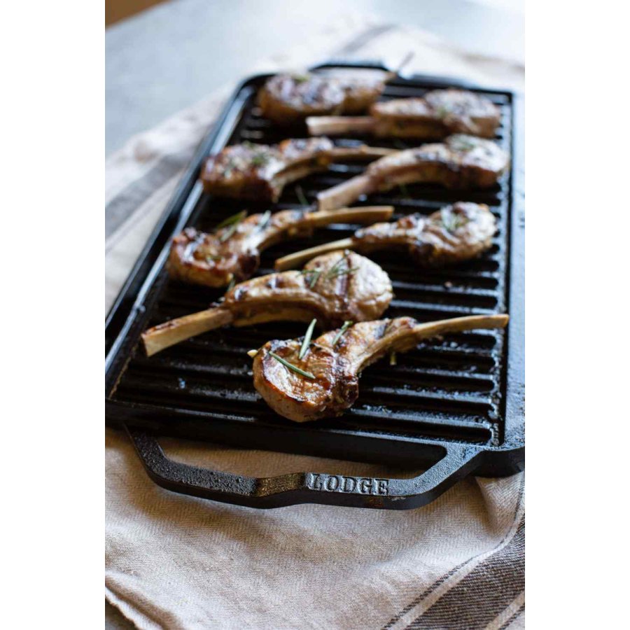 Lodge Classic Collection Grillplatte Wendbar 25x50 cm, Schwarz