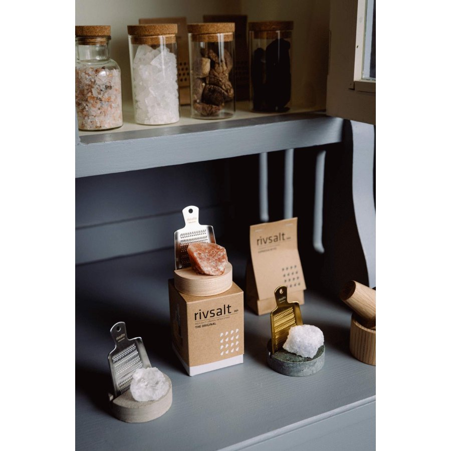 Rivsalt Salzstein mit Reibe 40 g, Steinsalz