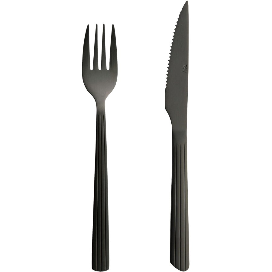 RAW Steakbesteck 8er Set, Mattschwarz