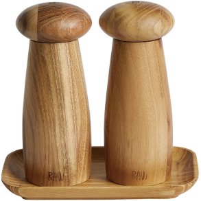 RAW Keramisk Salt- og Peberkværn m. Bakke, Teak