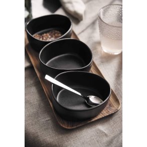 RAW Skåle m. Træbræt 3 stk, Titanium Black