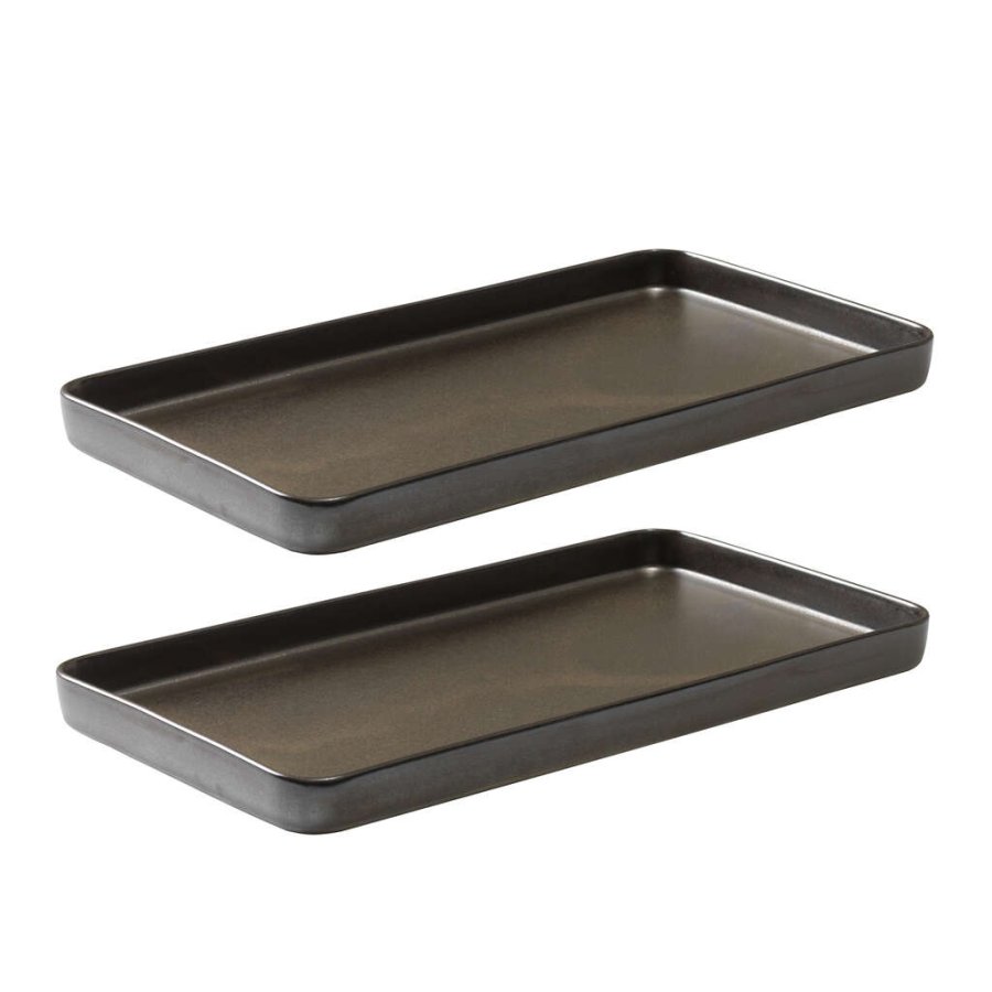 RAW Platte 2er Set 34x18 cm, Metallisches Braun