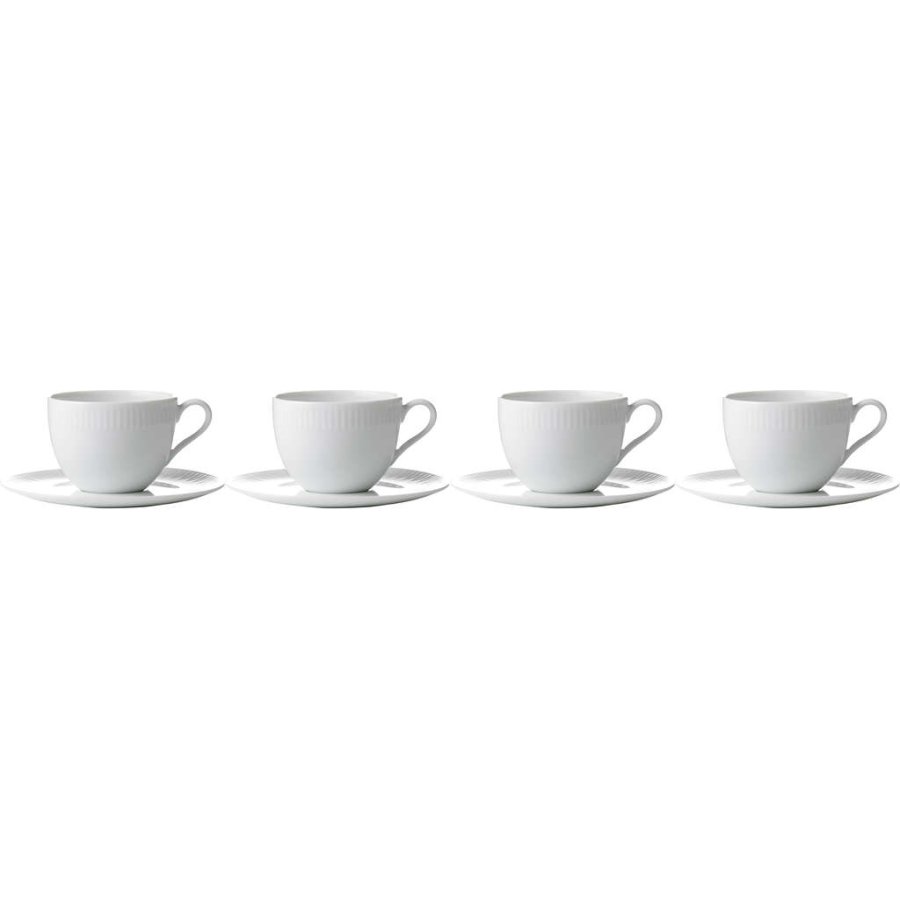 aida Relief Kaffeetasse mit Untertasse 4er Set 20 cl, Wei