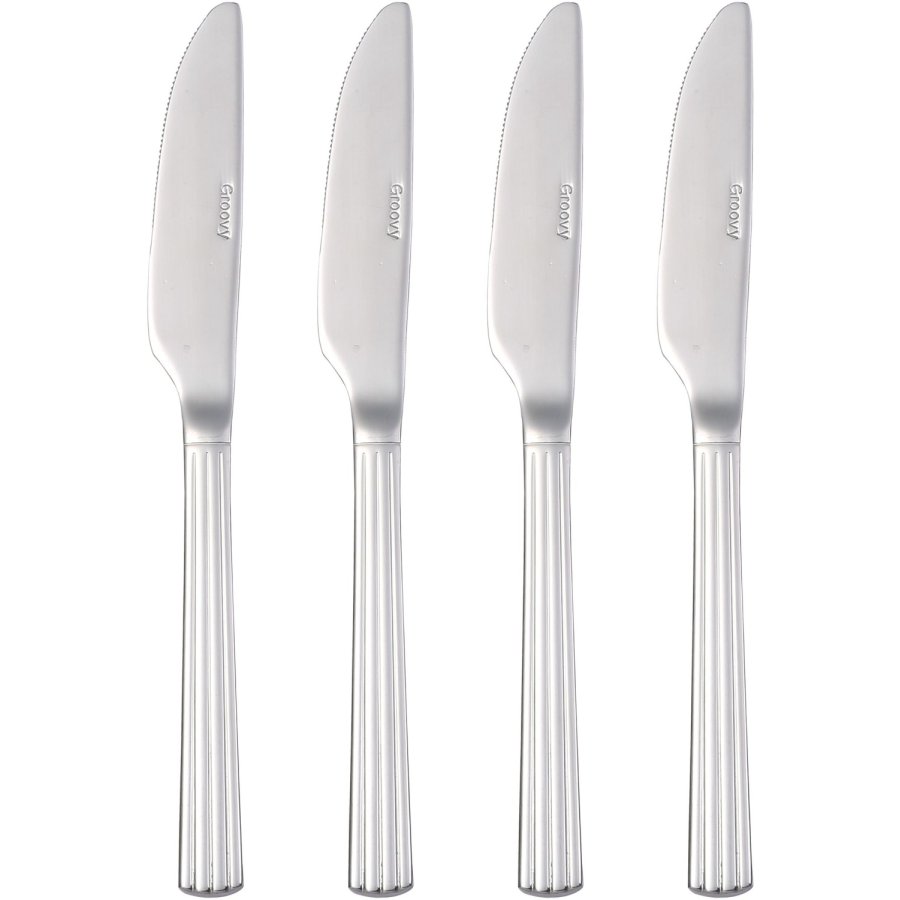 aida Groovy Kniv 4 stk. 22,5 cm, Blankt St�l