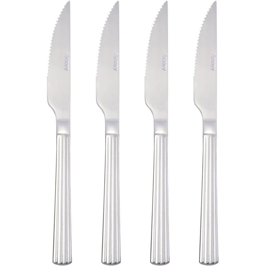 aida Groovy Steakbestik 4 stk, S�lv