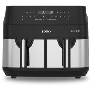 SOGO Airfryer 9 L, Schwarz/Stahl