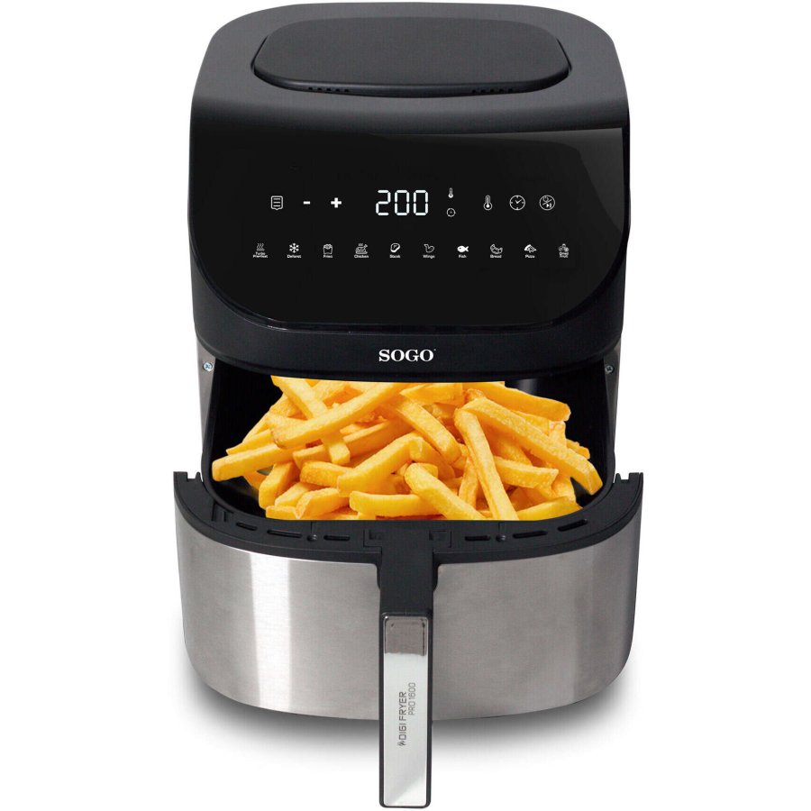 SOGO Airfryer 8 L, Schwarz/Stahl