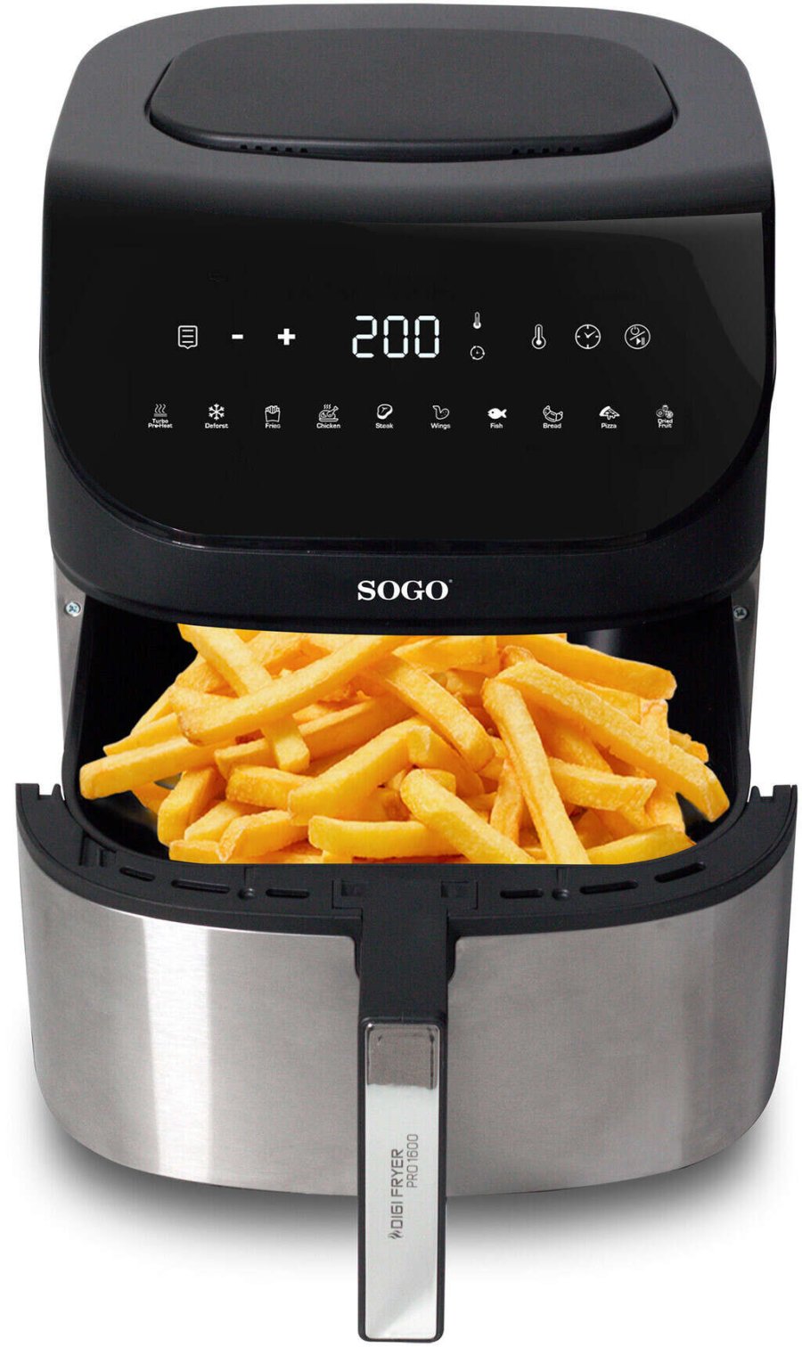 SOGO Airfryer 8 L, Schwarz/Stahl