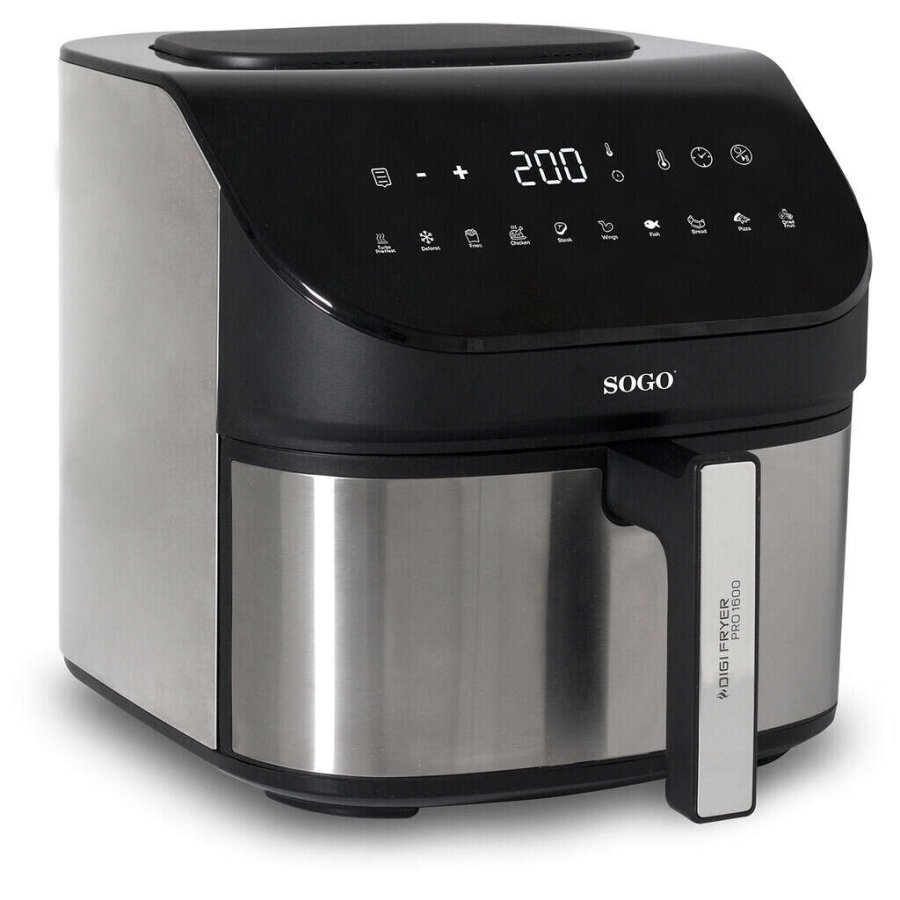 SOGO Airfryer 8 L, Schwarz/Stahl