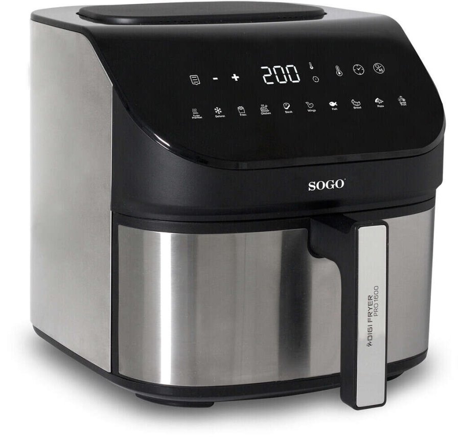 SOGO Airfryer 8 L, Schwarz/Stahl