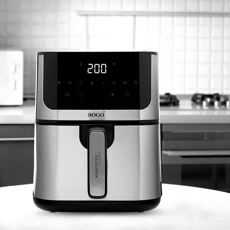 SOGO Airfryer 5 L, Schwarz/Stahl