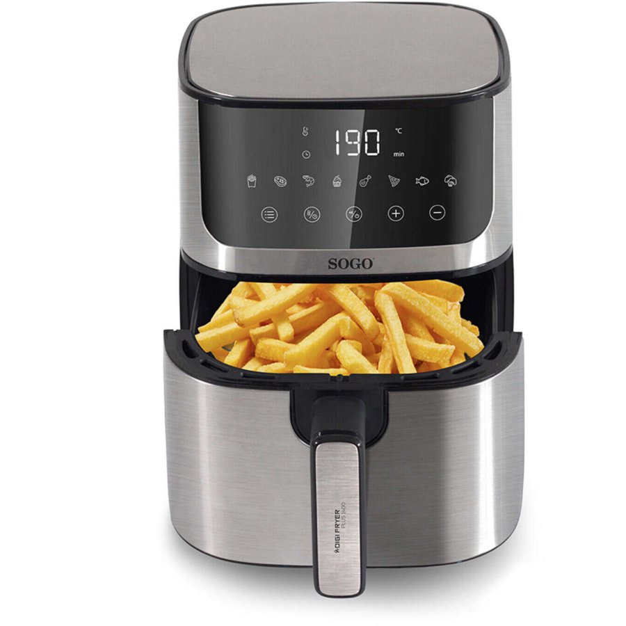 SOGO Airfryer 5 L, Schwarz/Stahl