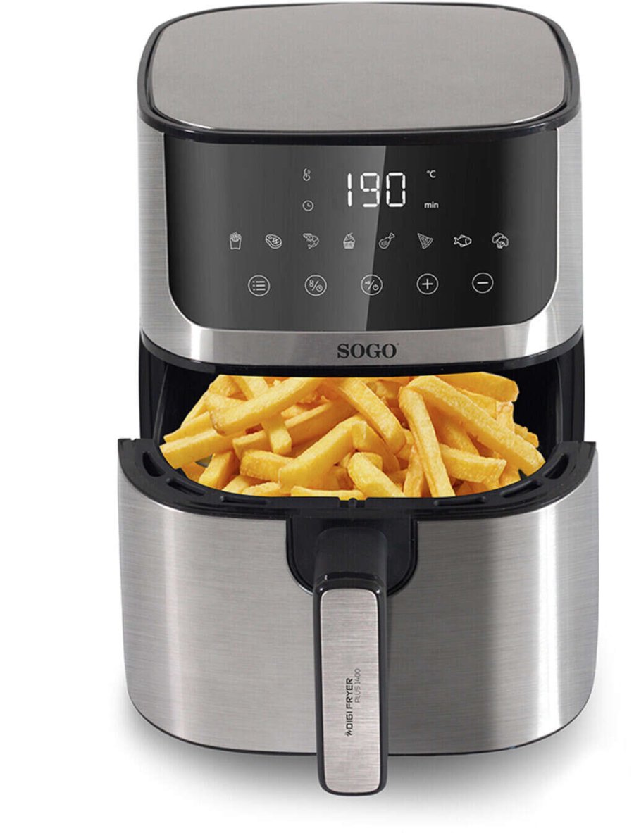 SOGO Airfryer 5 L, Schwarz/Stahl