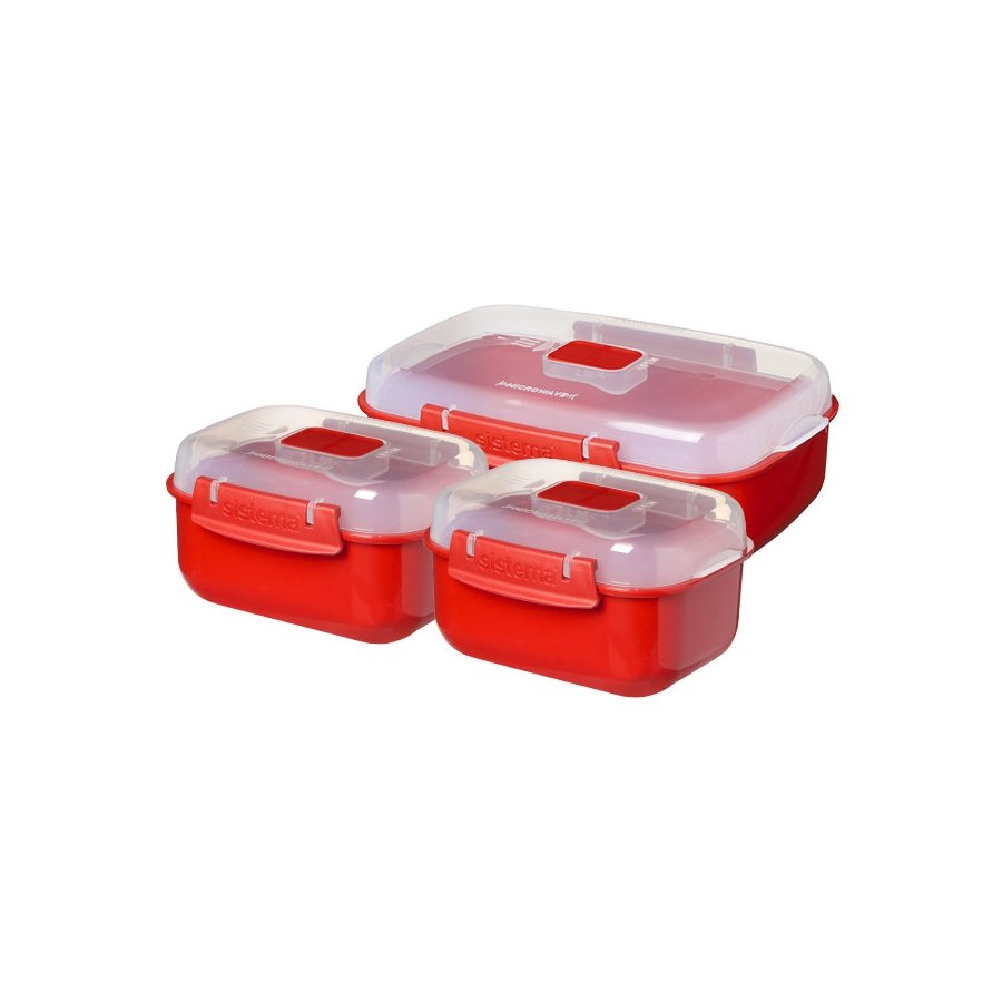 Sistema Microwave Brotdose 3er Set, Rot