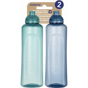 Sistema Ocean Bound Trinkflasche 2er Set 480 ml, Teal Stone/Mountain Blue