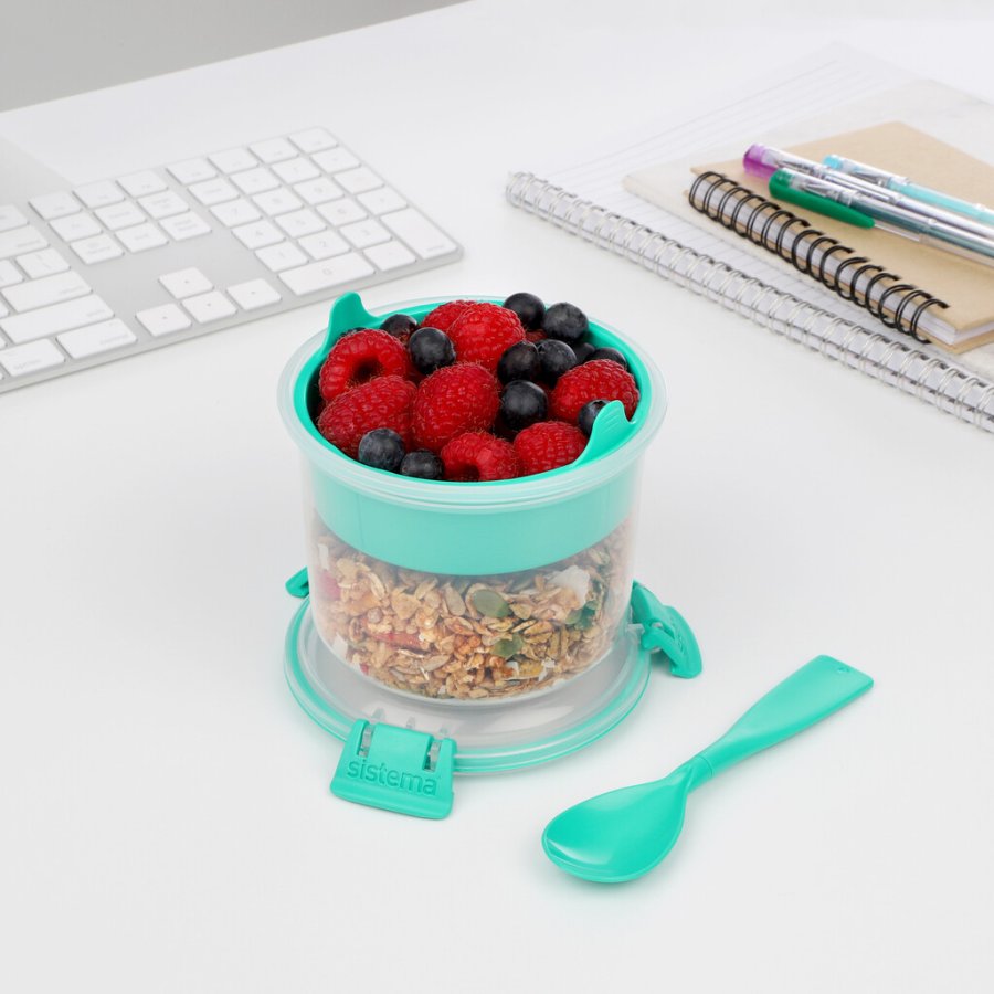 Sistema To Go Madkasse m. Indsats og Ske 530 ml, Minty Teal