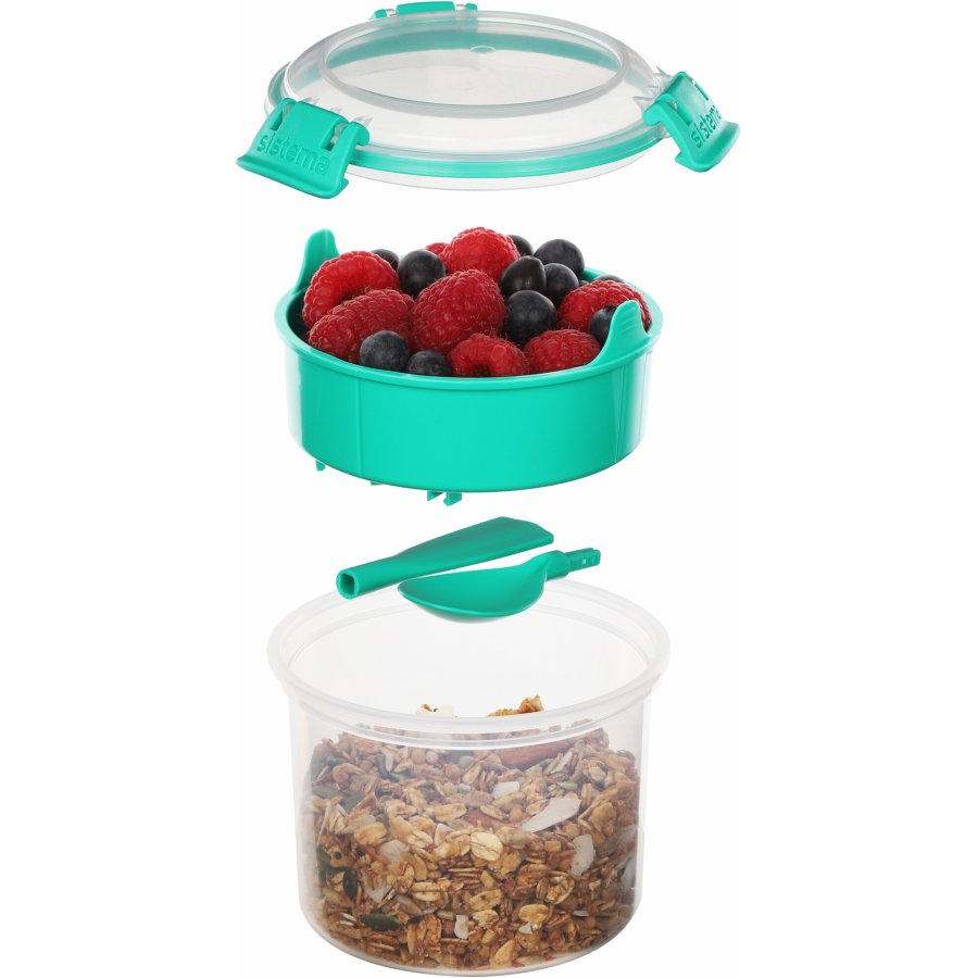 Sistema To Go Madkasse m. Indsats og Ske 530 ml, Minty Teal