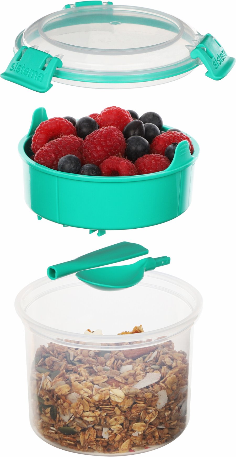 Sistema To Go Madkasse m. Indsats og Ske 530 ml, Minty Teal
