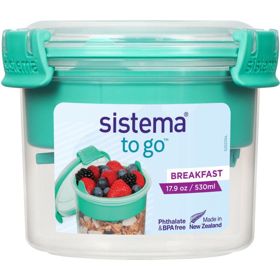 Sistema To Go Madkasse m. Indsats og Ske 530 ml, Minty Teal