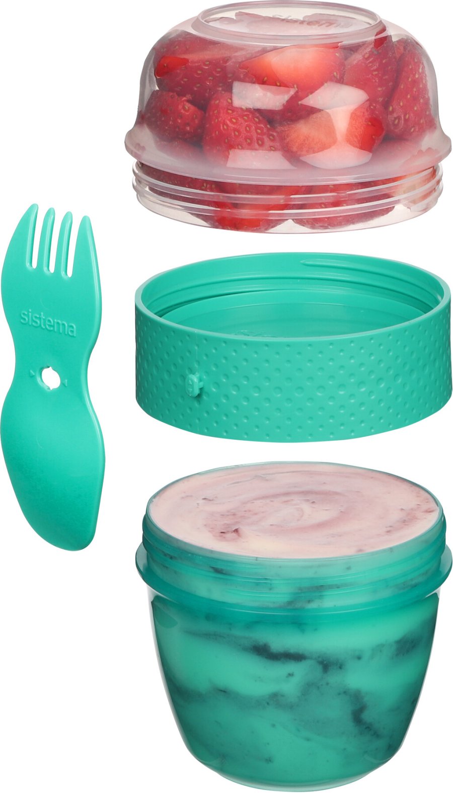 Sistema To Go Snackbeh�lter mit Gabel/L�ffel 515 ml, Minty Teal