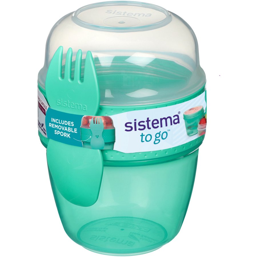 Sistema To Go Snackbeh�lter mit Gabel/L�ffel 515 ml, Minty Teal