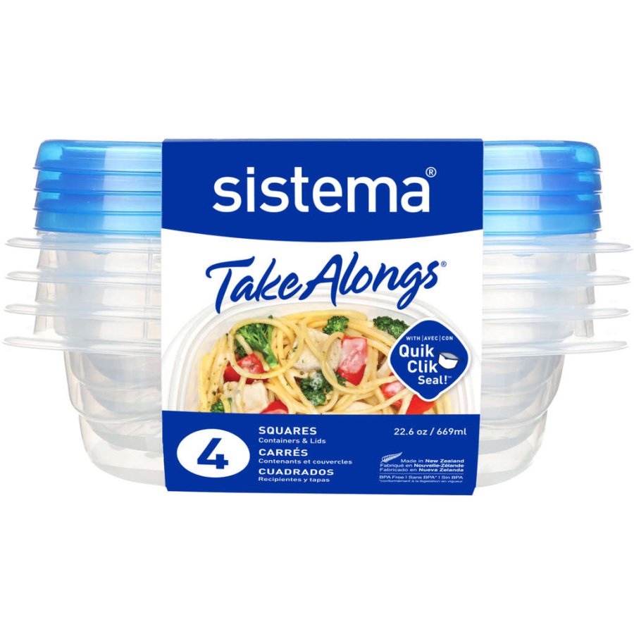 Sistema Take Alongs Aufbewahrungsbehlter 4er Set 669 ml, Royal Blue