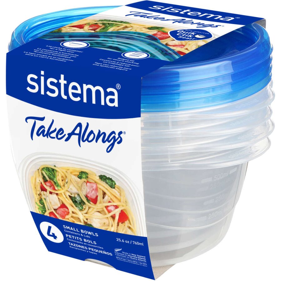 Sistema Take Alongs Aufbewahrungsbehlter 4er Set 760 ml, Royal Blue