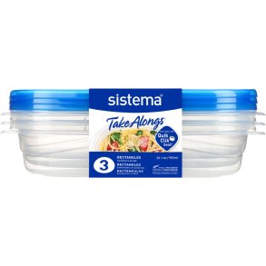 Sistema Take Alongs Opbevaringsboks 3 stk. 950 ml, Royal Blue