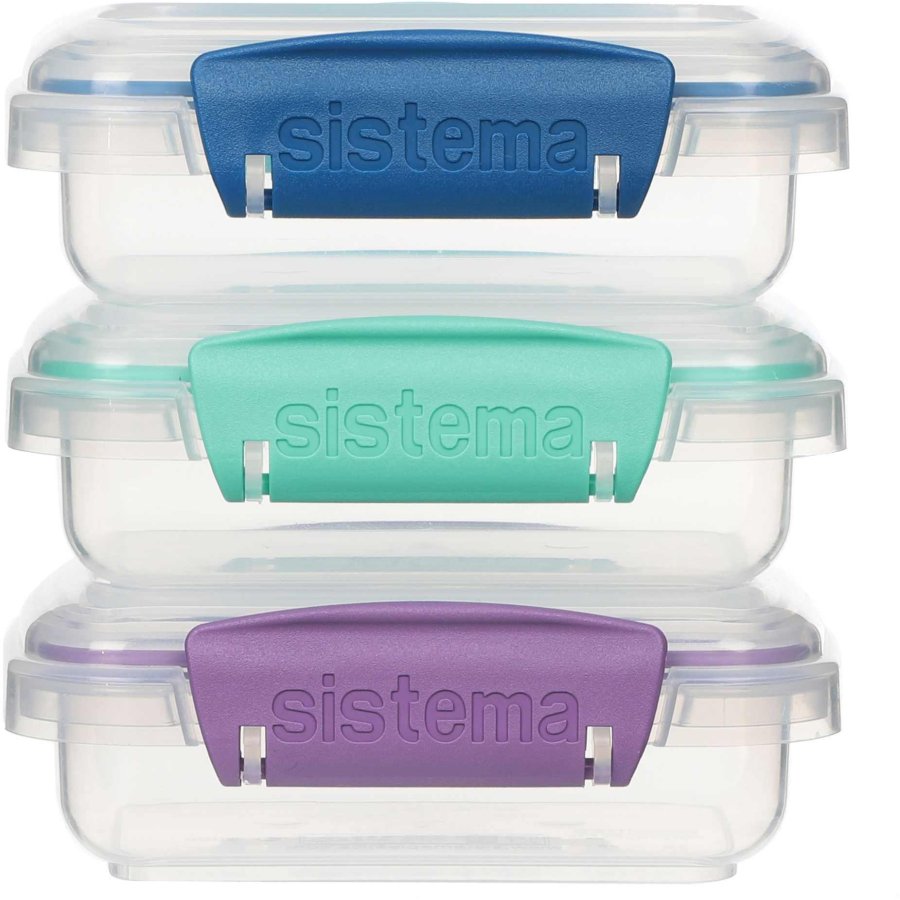 Sistema Klip It Opbevaringsboks 3 stk. 200 ml, Ocean Blue/Minty Teal/Misty Purple