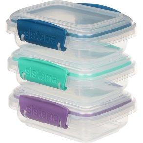 Sistema Klip It Opbevaringsboks 3 stk. 200 ml, Ocean Blue/Minty Teal/Misty Purple